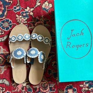 Jack Rogers Sandals Lauren Raffia in Blue Sz 9M